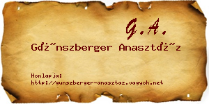 Günszberger Anasztáz névjegykártya